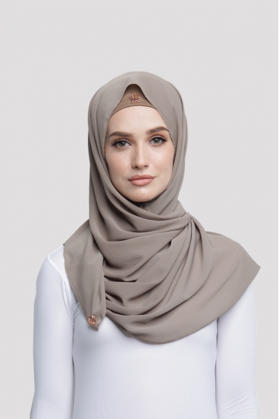PLEATED CHIFFON SHAWL - SEPHIA TINT